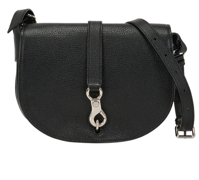 Madras Logo Flap Bag, &pound;650, Handbags, Black, Leather, Front view